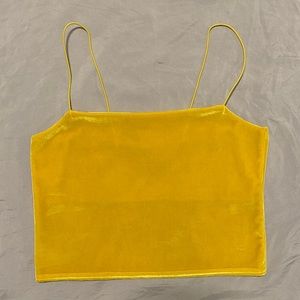 Yellow Velvet Cropped Tank Top